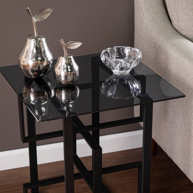 Kirrers Glass Top Accent Table Black/Gray - Aiden Lane, 3 of 8