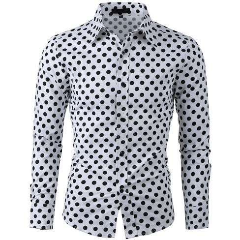 Mens white shirt with black best sale polka dots