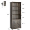 Bookcase with Doors Farmhouse Bookshelf 11.8in Depth Wooden Display Storage Shelves 71.4in Tall Bookcases - 2 of 4