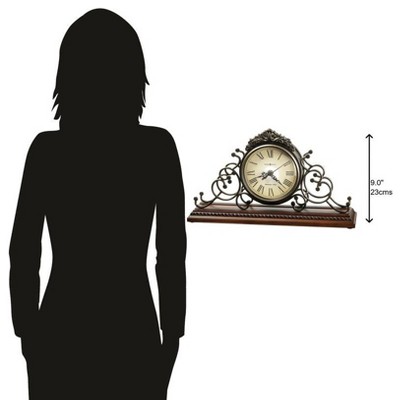 Adelaide Brown Wrought-Iron and Wood Traditional Mantel Clock