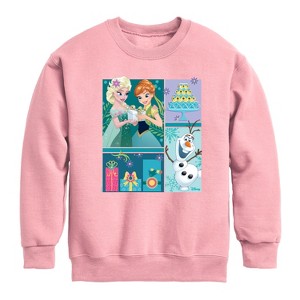 Boys' - Disney - Elsa, Olaf & Anna Birthday Celebration Graphic Long Sleeve Fleece Sweatshirt - 1 of 3