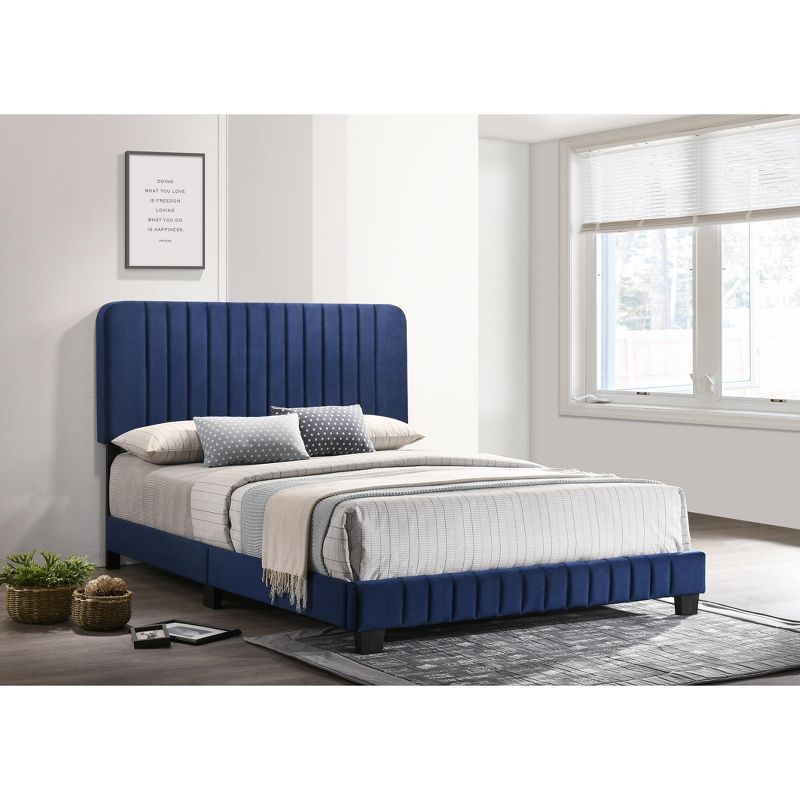 Passion Furniture Lodi Navy Blue Queen Panel Bed, 5 of 6