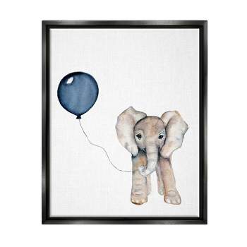 Stupell Industries Baby Elephant with Blue Balloon