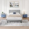 CAVINAS Platform Bed with Modern Button Tufted Linen Fabric Headboard,Upholstered Bed Frame,Box Spring Not Required - 2 of 4