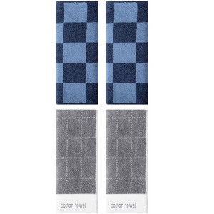 REGALWOVEN 4 Pcs Bathroom Checkered Cotton Face Decorative Hand Towel Set - 1 of 4