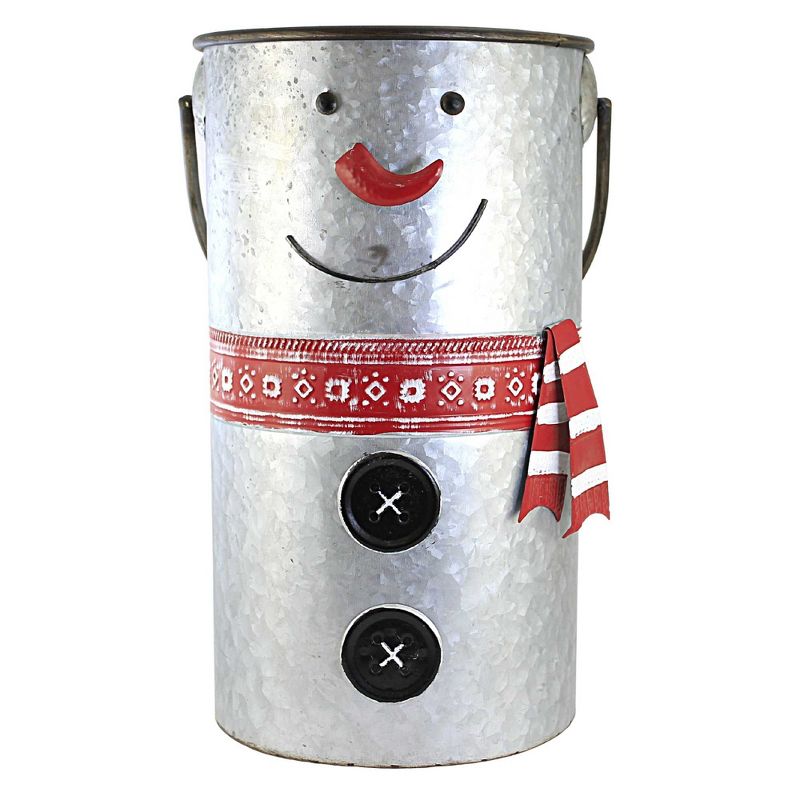 Christmas Galvanized Metal Snowman Container Transpac  -, 1 of 4