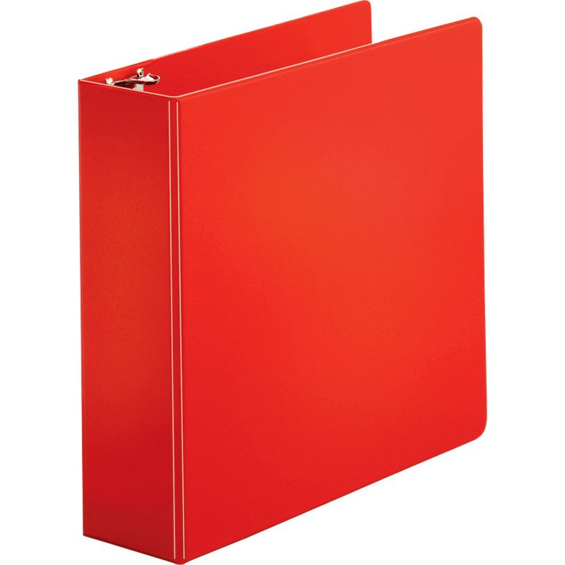 Business Source Round Ring Binder w/ Pockets 3" Red 28770, 1 of 2