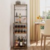 Itopfox 5-Tier Freestanding Wine Rack with Glasses Holder and 4 S Hooks, Corner Mini Bar Cabinet for Small Spaces, Holds 8 Bottles - 3 of 4