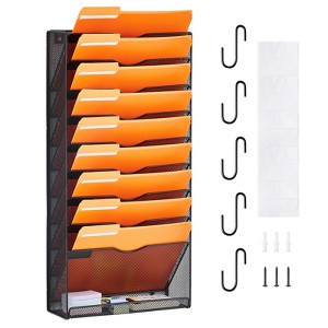 VEVOR File Wall Rack,One-Piece 10 Pockets Mesh Wall File Holder,Wall Mounted Magazine Mail Paper & Document Storage Folder,Metal Wall File Organizer - 1 of 4