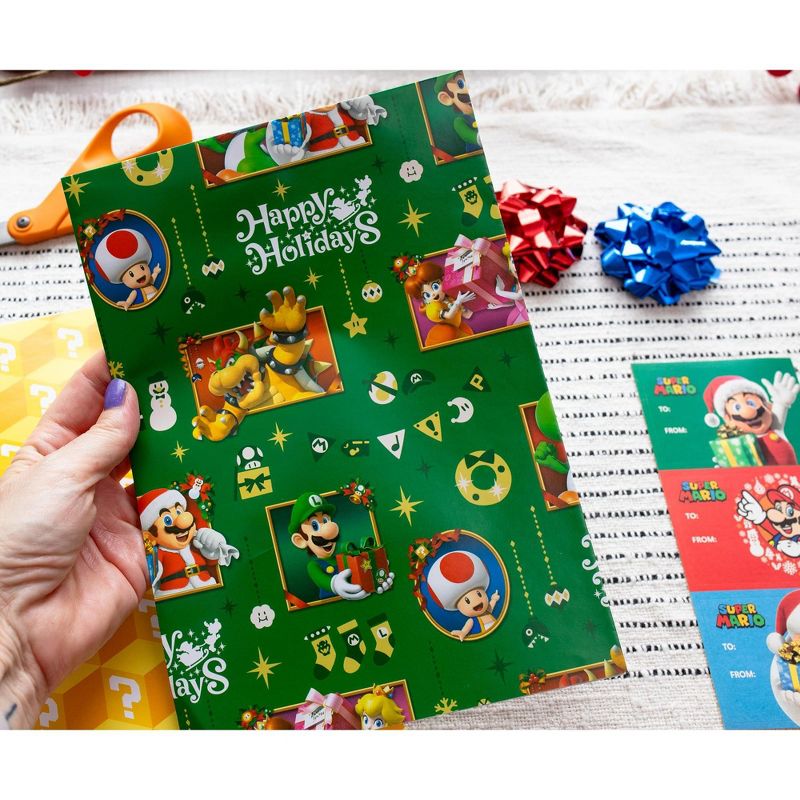 Super Mario Bros. 9-Piece Holiday Wrapping Paper Kit, 4 of 10