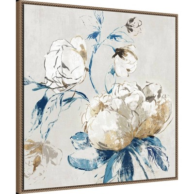 Gold Rosa II 30" Floral Canvas Print with Bronze Frame