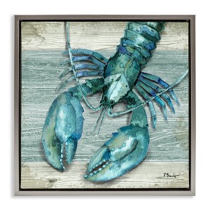 Stupell Industries Northpoint Lobster Rustic Sealife Floating Frame Canvas Art, Gray, 25" x 25" - 1 of 4