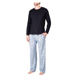SLEEPHERO Crew Neck Long Sleeve Tee Shirt with Knit Pajama Pants with Pockets - 1 of 4