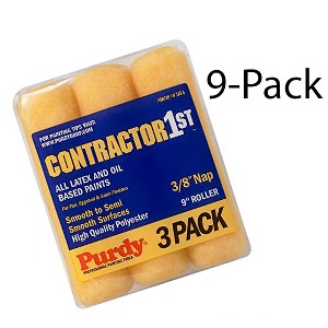 Genuine Purdy 9 Sets of Contractor 1st 3 Multi-Pack 9" x 3/8" Nap Roller Covers 14E867000-9PK - 1 of 1