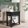 Costway Set of 2 Nightstand 2 Tier End Bedside Sofa Side Table w/Drawer &Shelf Black - 3 of 4