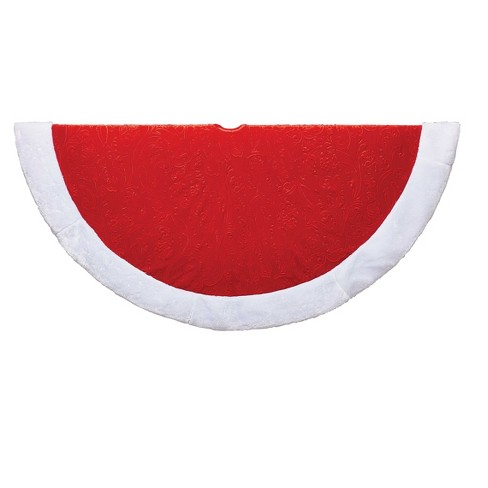 Kurt Adler 48-inch Red And White Etched Velvet Treeskirt : Target