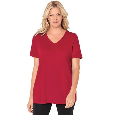 Woman Within Women's Plus Size Perfect Short-Sleeve V-Neck Tee