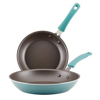 Rachael Ray Cook + Create 2pc Aluminum Nonstick Frying Pan Set Agave Blue