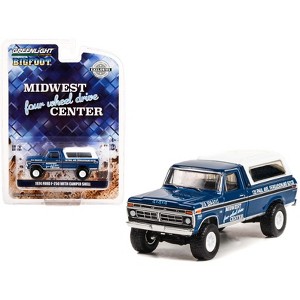 1974 Ford F-250 Truck w/Camper Shell Blue Met. w/Black Stripes "Bigfoot" 1/64 Diecast Model Car by Greenlight - 1 of 3
