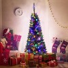 Tangkula 7.5ft Pencil Christmas Tree Pre-Lit Hinged Artificial Decoration w/ 350 Colorful Lights - 3 of 4