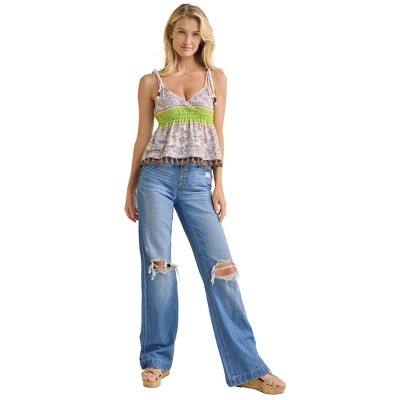 VENUS Womens Paisley Print Braided Top