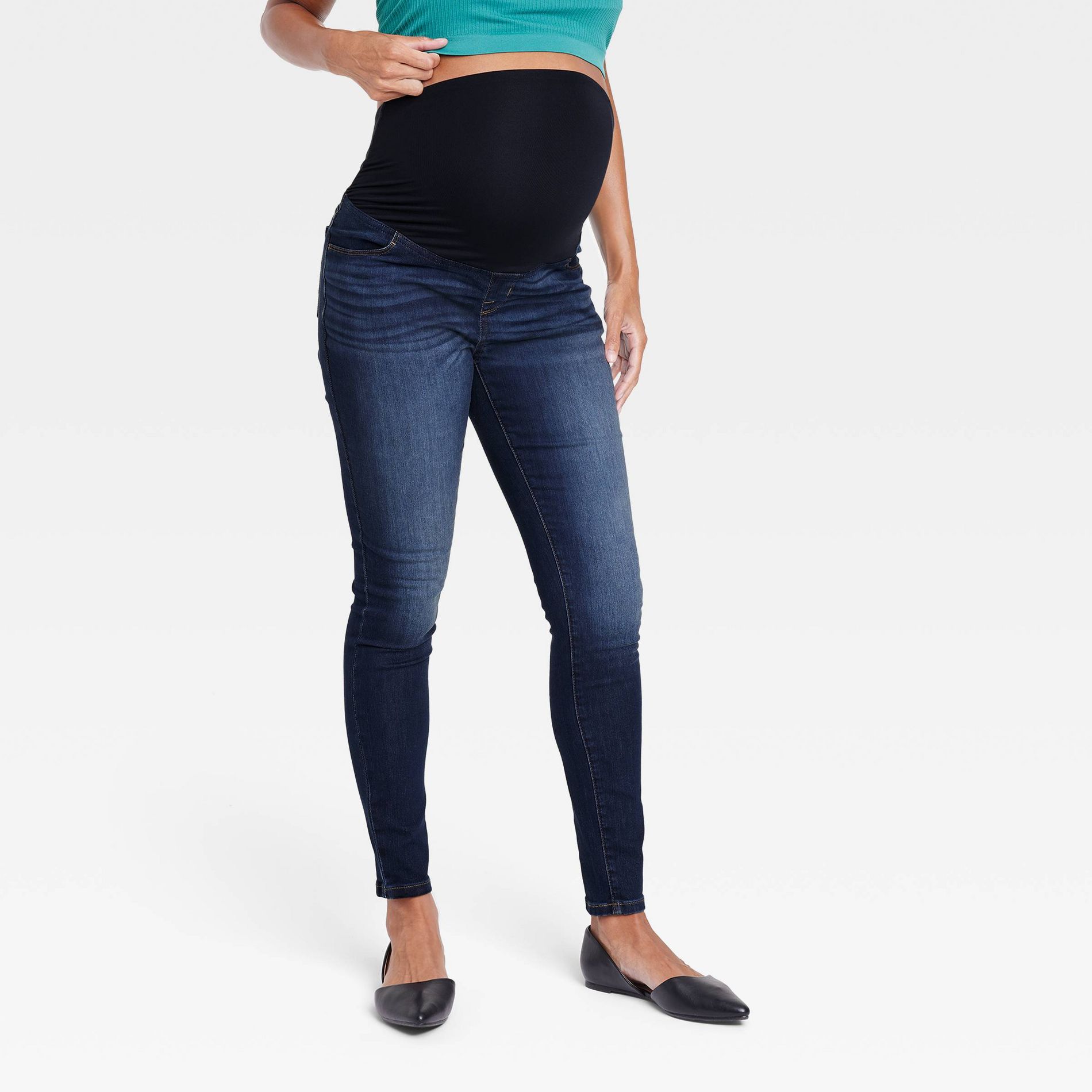 Over The Belly Dark Wash Skinny Maternity Jeans - Isabel Maternity by Ingrid & Isabel™ Dark Wash 16: High Rise, Stretch Denim, Ankle Length