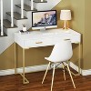 Vynxaria 440” White and Gold Computer Desk, 40”W×20”D×30”H, 2 Drawers, 220LBS Capacity, MDF Top/Steel Frame - 4 of 4