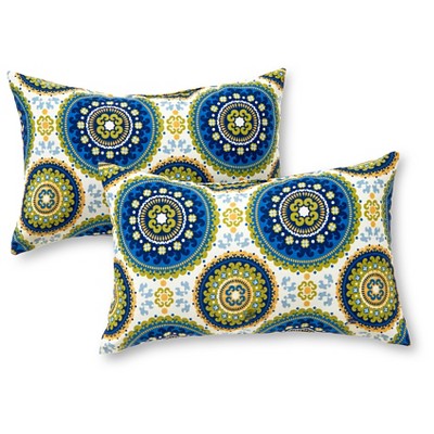 Set of 2 Summer Medallion Outdoor Rectangle Throw Pillows - Kensington Garden