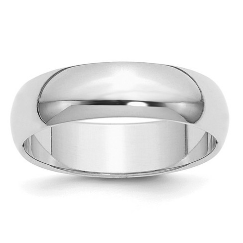 Black Bow Jewelry 6mm Rhodium Plated Sterling Silver Half Round
