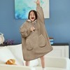 PAVILIA Wearable Blanket Sweatshirt for Kids Boy Girl, Warm Cozy Oversized Giant Hoodie, Fleece Faux Shearling Two Pocket - 3 of 4
