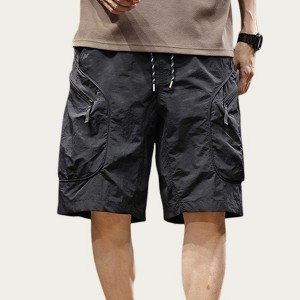 Anna-Kaci Men's Drawstring Waist Zip Pocket Utility Cargo Shorts