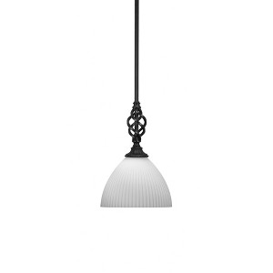 Toltec Lighting Elegante 1 - Light Pendant in  Matte Black with 10.75" Opal Frosted Shade - 1 of 2