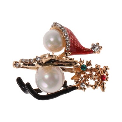 Unique Bargains Christmas Brooches YNCP7856 Alloy Dripping Wax Red Gold Tone 1.38"x0.98" 1 Pc