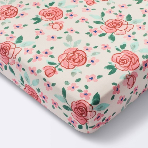 Cotton Fitted Crib Sheet Large Floral Blooms Cloud Island