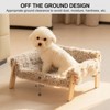 Mewoofun Pet Wooden Couch Bed Furniture Washable Beds with Plush for Cats & Litter Small Dogs, Plush Brown, 22"x10.6"x17.7" - 4 of 4