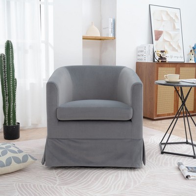 Okak 27.36" Wide Modern Fine Swivel Chair Accent Chair Cozy Soft Armchair With Thick Base Living Room Chair for Lounge Bedroom, Gray