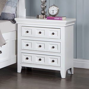 Transitional Style White Color Solid wood 1pc Nightstand Only Bedroom Furniture Bedside Table Round Knobs 3-Drawers Nightstand - 1 of 4
