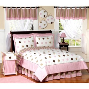 Sweet Jojo Designs Mod Dots Bedding Set - Pink, Size: Full/Queen, Brown Pink White