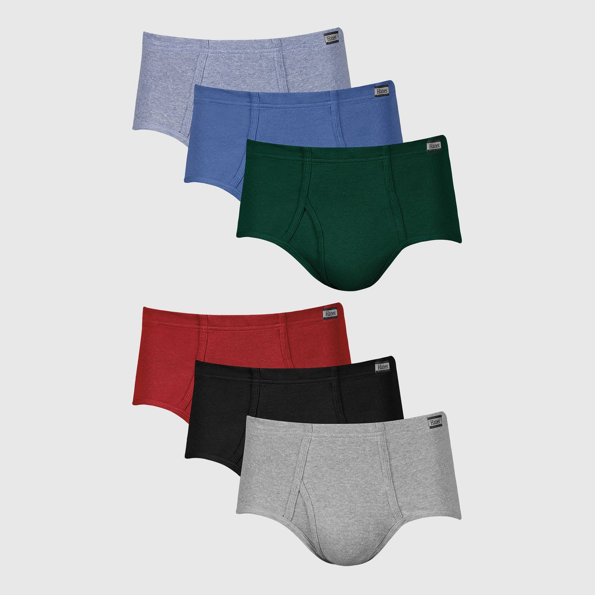 Hanes Men's Comfort Soft Waistband Mid-Rise Briefs 6pk - Blue/Green/Gray M