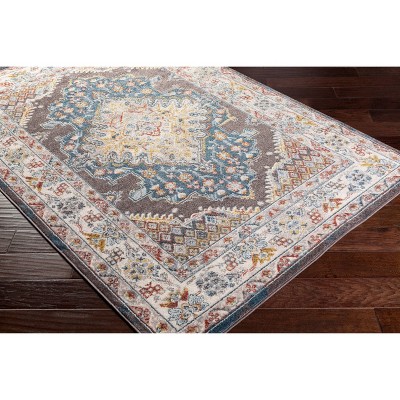 Reversible Blue Synthetic Rectangular Stain-Resistant Rug 7'10" x 10'3"