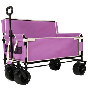 YONWAY 3-in-1 Convertible Folding Wagon Cart with Bench Seat & Storage - 500lbs -180L Capacity All-Terrain Wheels for Camping,Beach - 1 of 4