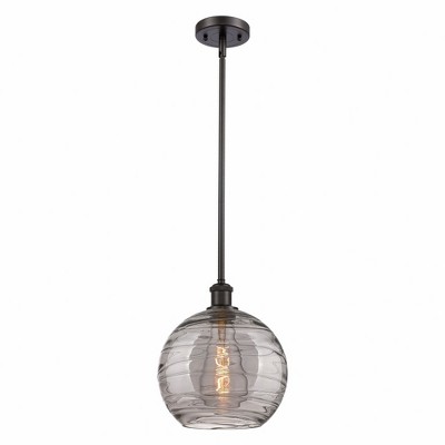 Athens Deco Swirl - 1 Light Stem Hung Mini Pendant In Industrial Style-13 Inches Tall and 10 Inches Wide