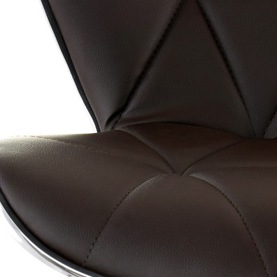 Adjustable Swivel Brown Leather & Chrome Bar Stool Set