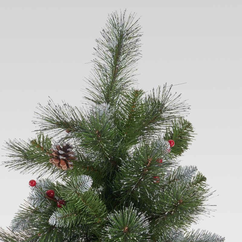 7ft Mixed Spruce Unlit Hinged Full Artificial Christmas Tree with Glitter Branches - Christopher Knight Home, 4 of 8