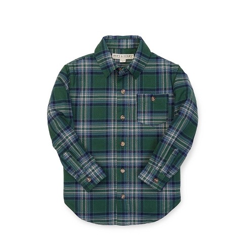 Hope & Henry Boys' Organic Brushed Flannel Button Down Shirt, Kids - image 1 of 4