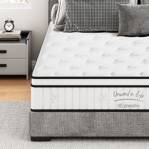 Sapphtopaz Mattress with Pressure Relief Medium Firm Hybrid Mattress with Pocket Spring & Memory Foam for Bed Frame, Bedroom, White - 1 of 4