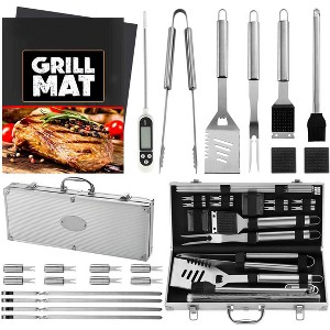 Itopfox 23-Piece BBQ Grill Accessories Set with Thermometer - Stainless Steel Tools, 2 Grill Mats for Outdoor Cooking - Ideal Gift for Dad, Camping - 1 of 4