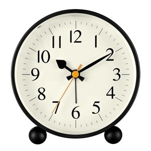 Aoibox Vintage Retro Analog Alarm Clock, Super Silent Non Ticking with Manual Light & Snooze, for Living Room, Bedroom, Bedside, Desk (Black) - 1 of 4