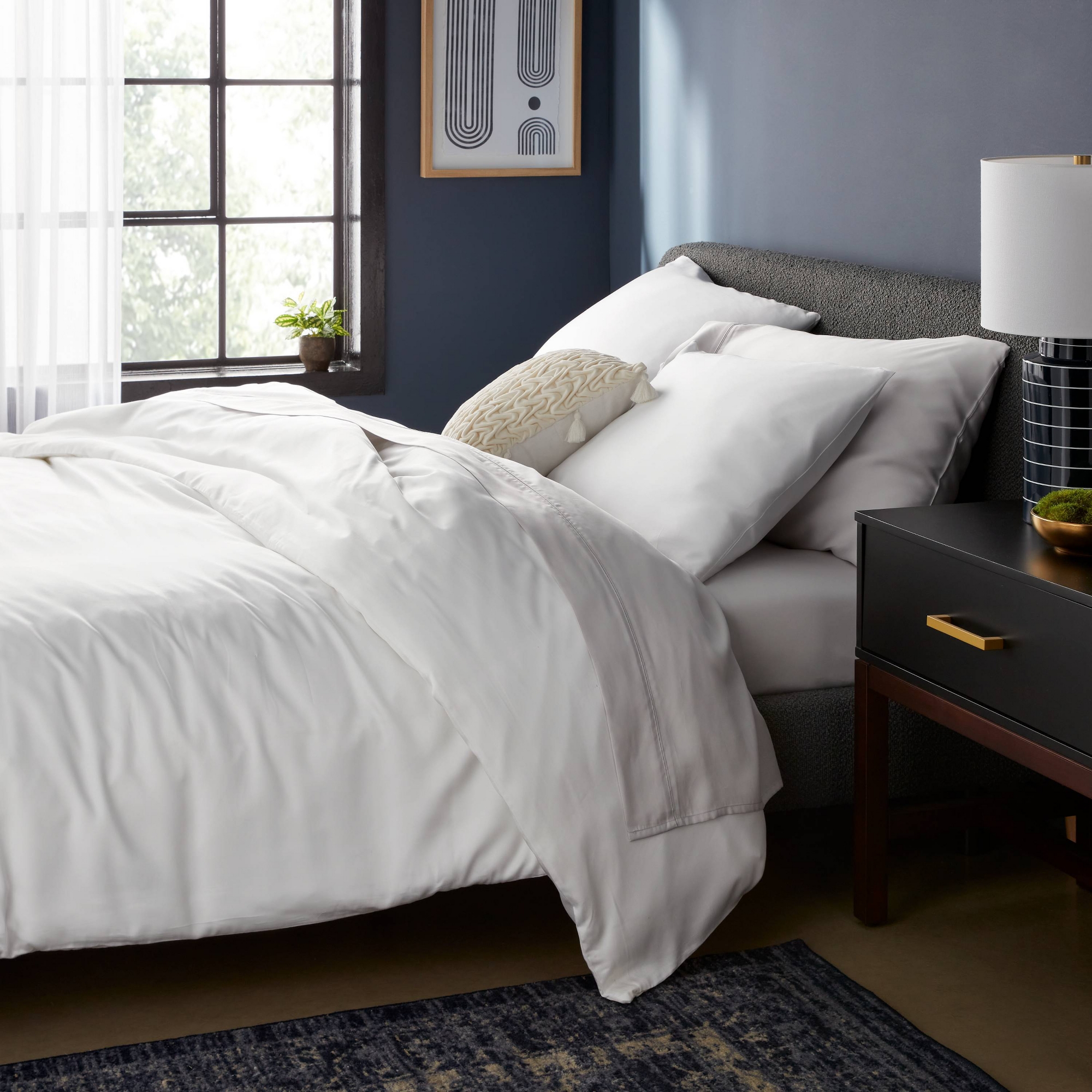 Full/Queen TENCEL™ Duvet Cover and Sham Set White - Threshold™