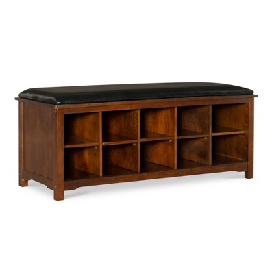 Cape Anne Dark Walnut Storage Bench Walnut - Linon